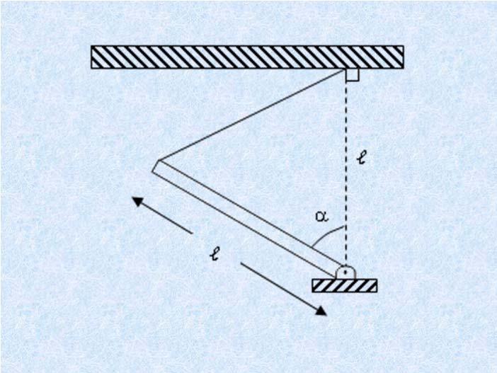 La figura muestra una viga horizontal de longitud L y masa m articulada en la pared y sostenida por un cable. Determinar las reacciones en la articulación y la tensión del cable.