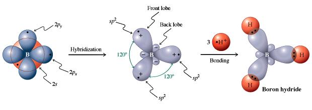 un átomo de Boro: 1s (2e-), 2s (2e-),