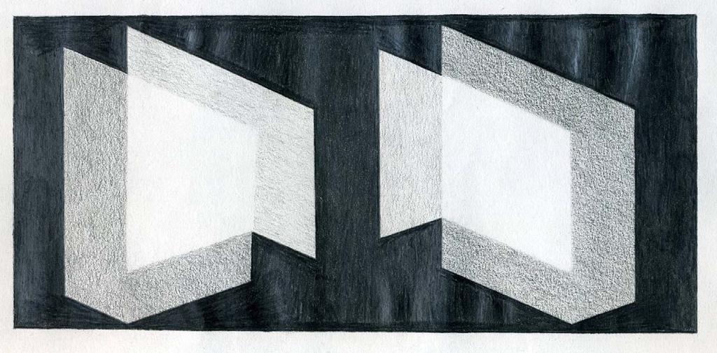 1er Bloc. Composició i color. Q1 Exercici 3: Còpia d un model de quadre de n Josef Albers resolt amb taques B/N.