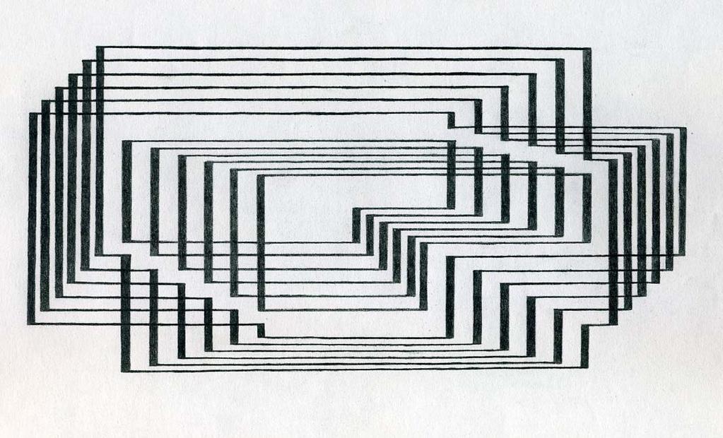 1er Bloc. Composició i color. Q1 Exercici 1: Còpia d un model de quadre de n Josef Albers resolt només amb línies.