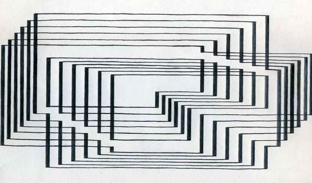1er Bloc. Composició i color. Q1 Exercici 1: Còpia d un model de quadre de n Josef Albers resolt només amb línies.