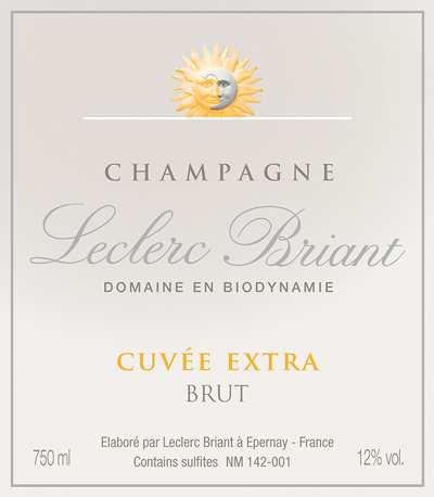CHAMPAGNE LECLERC BRIANT Cuvée Brut Extra Bio Ensamblaje de 90% Pinot Noir y 10% Chardonnay provenientes de dos vendimias diferentes con 25% de vinos de reserva.