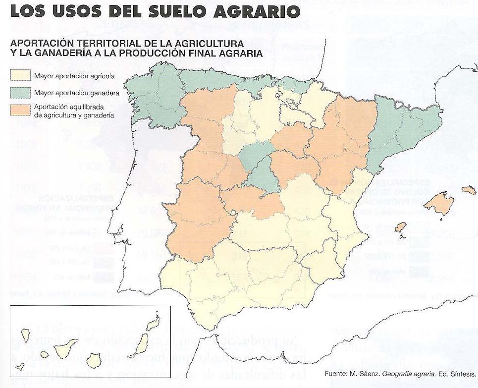 2. El mapa representa los usos del suelo agrario.