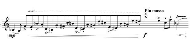 Figura Numeral 2 de la partitura En el número, utiliza un eecto que el compositor llamó slap con