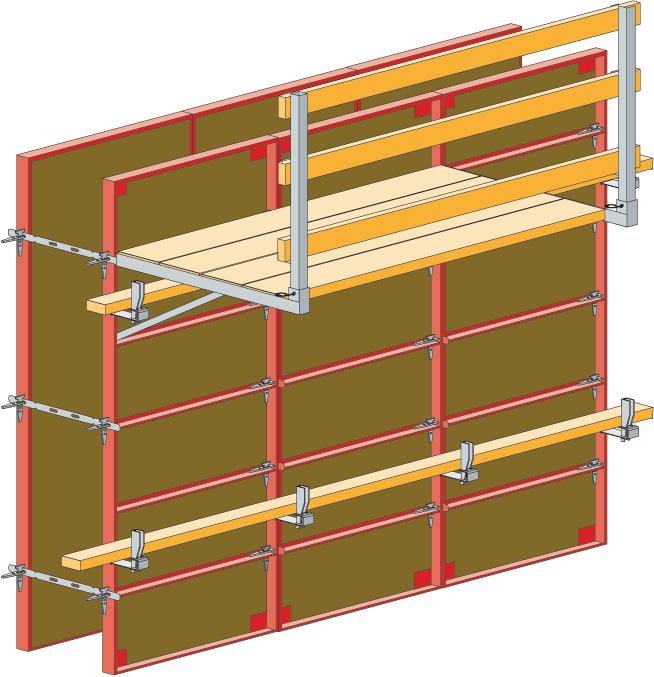 Características del Sistema Steel-ply Muros consola de trabajo Elemento indispensable para la seguridad del operario en el momento de hormigonar el muro.