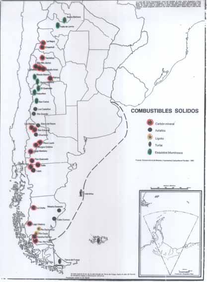 CARBÓN YACIMIENTOS EN ARGENTINA El carbón se exploto intensamente durante la era industrial, siendo el principal combustible fósil que permitía la expansión industrial.