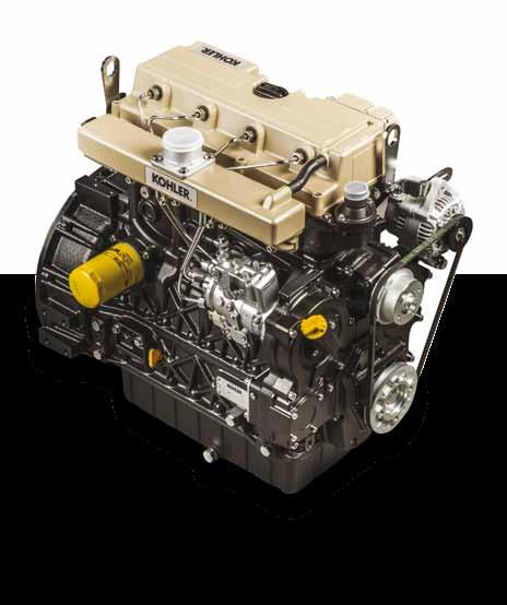 MOTOR Motor KOHLER serie 2504M: compacto, fiable y de alto rendimiento Los Eos 60 montan un motor Kohler de 4 cilindros en línea de 2,5 litros que suministran 49 CV de potencia con un par motor