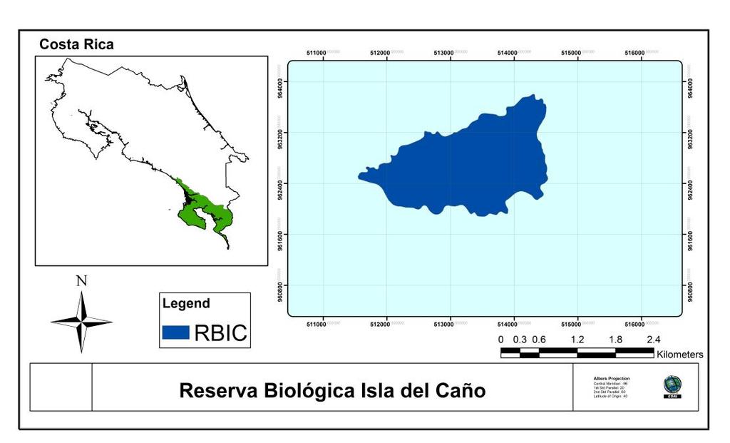 Figura 1. Ubicación geográfica de ACOSA y la Reserva Biológica Isla del Caño (RBIC).