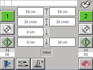 Edición de datos de eje, seleccionar o anular ejes Edición de datos de eje 1. la tecla se ilumina en verde y el eje está seleccionado.