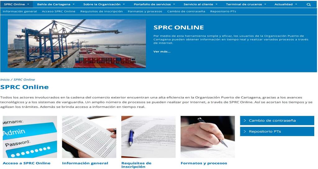 En caso de visitar la nueva página desde otros navegadores, usted encontrará la siguiente información de utilidad: SPRCOnLine: Recuerde que el acceso a SPRCOnLine debe realizarlo a través de Internet