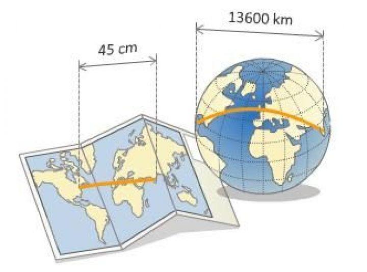 A escala dun mapa é a relación ou proporción existente entre unha