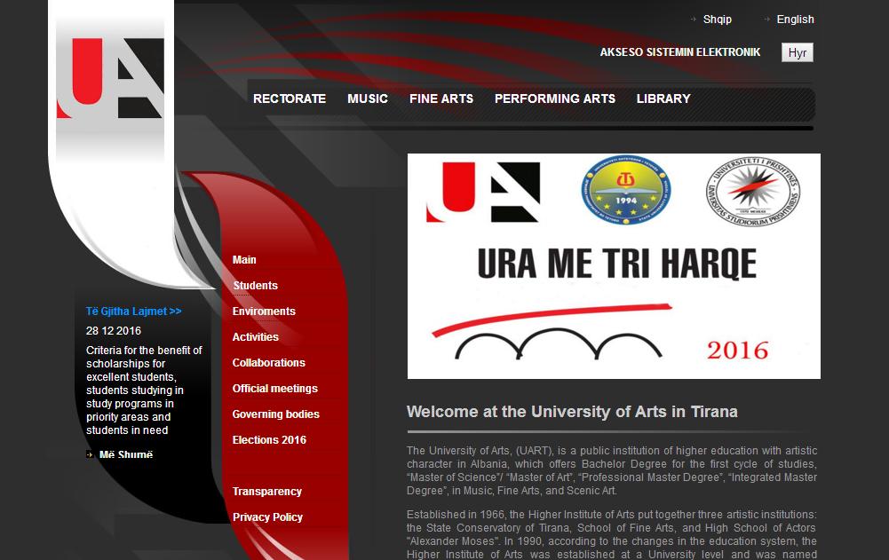 - University of Arts (Tirana, Albania) 3.