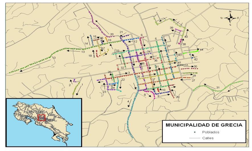 Evaluación del IRI en el Casco Urbano de Grecia Metas del convenio Evaluación de aproximadamente 45 km de red vial