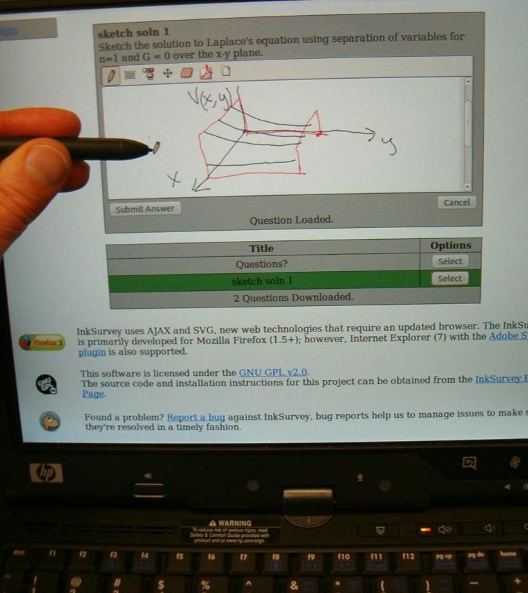 Evaluación formativa en tiempo real Software InkSurvey en Colorado School of Mines, EEUU Uso de tabletas e InkSurvey permite interacciones directas por control remoto entre alumnos y profesor en