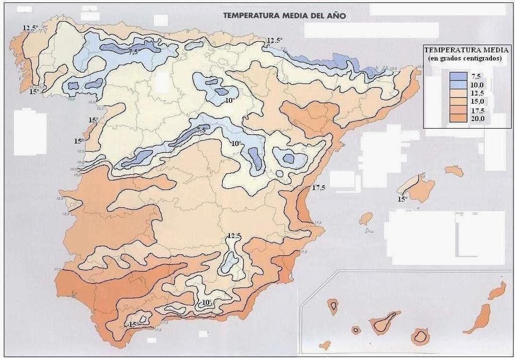 TEMA 4. CARACTERIZACIÓN GENERAL DEL CLIMA EN ESPAÑA. Los elementos climáticos y su distribución espacial LA TEMPERATURA DEL AIRE (I) Es la cantidad de calor que tiene el aire.