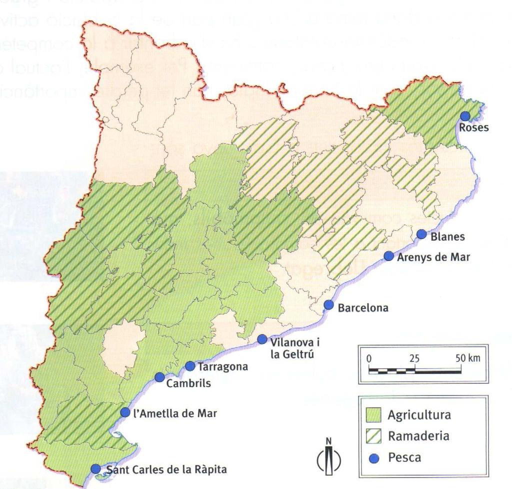 Les comarques més agrícoles són les de la Depressió Central, litoral de Tarragona i el