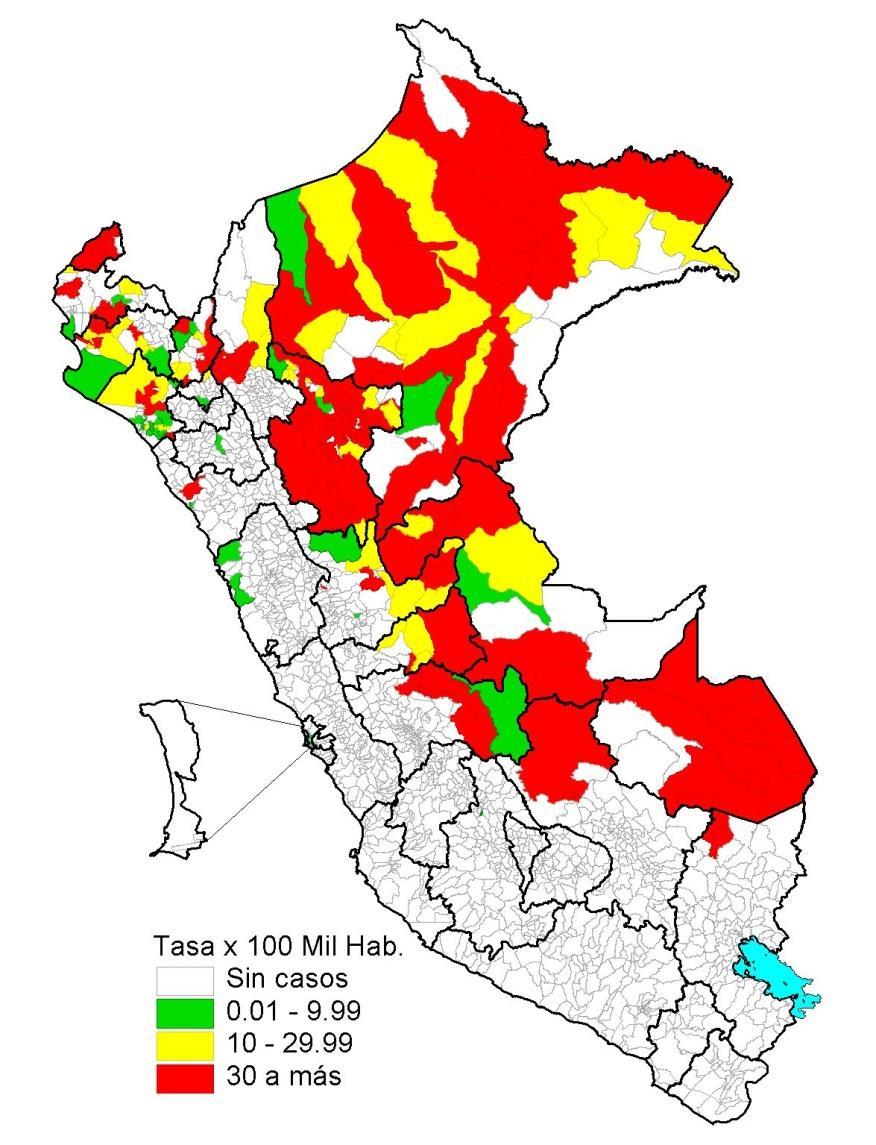 Casos de dengue por departamentos Perú 2014* DEPARTAMENTOS Número de casos Confirmados Probables Total Incidencia x 1000 % Muertes LORETO 4088 2789 6877 6.68 40.27 12 SAN MARTIN 1446 305 1751 2.11 10.