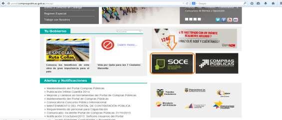 versión 7, Google Chrome, Mozilla Firefox 3.0 o superior. Ingrese al portal www.sercop.gob.ec. Imagen 3.