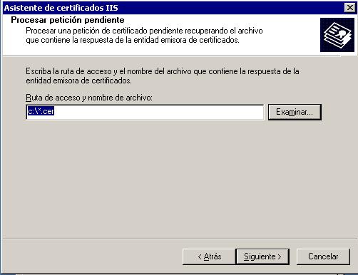 (Administrative Tools) Iniciar Internet Servicios de Internet (Services Manager) Obrir la finestra de propietats de la web per a la qual es completarà la instal lació del certificat de