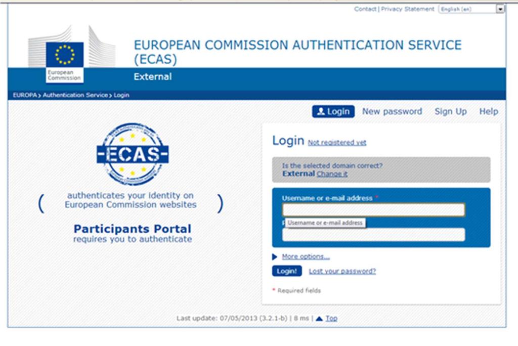 Acceso a ECAS Lo primero que deberemos hacer al acceder al SEP es registrar nuestra Propuesta y nos van a pedir