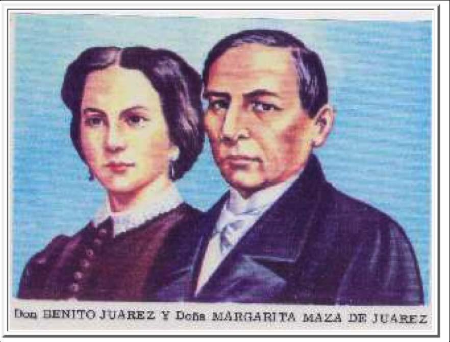 En 1843, Benito se casó con Margarita Maza, la hija de don Antonio Maza.