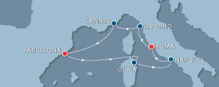 NOS VAMOS DE CRUCERO Crucero Brisas del Mediterráneo Del 16 al 23 de septiembre Salida desde Barcelona, visitando CERDEÑA, NÁPOLES, ROMA, FLORENCIA Y CANNES CAMAROTE EXTERIOR:.