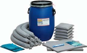 Kits para vertidos en barril pequeño Kit ecológico aprobado que cumple con la ISO 14001. El kit para vertidos contiene los absorbentes textiles.