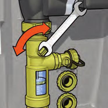 Puesta en servicio Cerrar el grifo de carga y descarga del caudalímetro () y aumentar la presión de la instalación hasta el valor