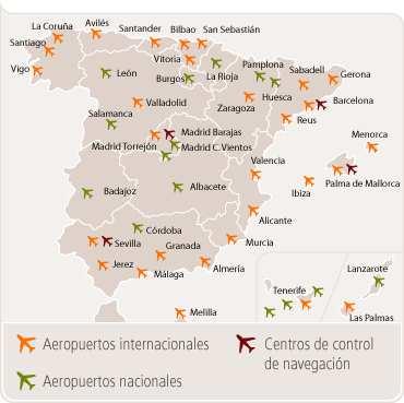 5. El mapa señala la red de aeropuertos españoles. Analízalo y contesta a las siguientes preguntas: a.