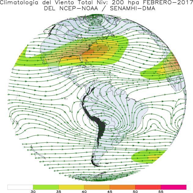 Respecto al mes anterior, aumentó la convección hacia el noroeste de Sudamérica, entre 80 W y 60 W, lo cual sigue compensando los descensos anómalos del Pacífico ecuatorial central (Figuras a, b, c).