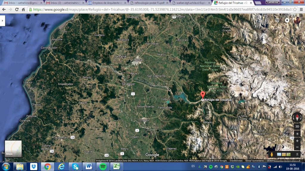 Caracterización de vientos y potencial eólico de zonas claves de la Región del Maule 2.6 Refugio del Tricahue (Andes) Imagen 8: Ubicación de refugio del Tricahue. Fuente: Google Earth.