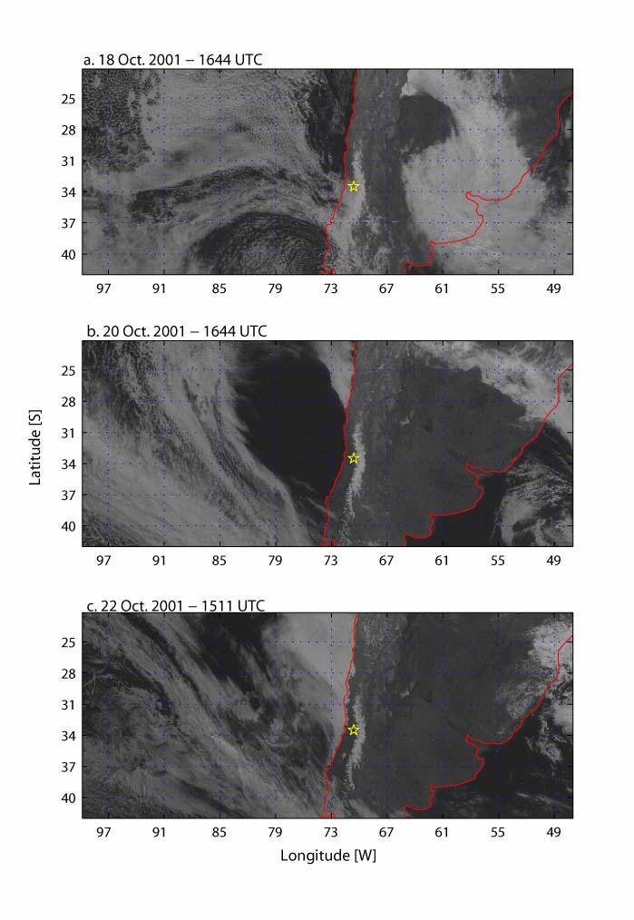 Caso de estudio de una BC en Chile central Imágenes satelitales Notar despeje sobre el