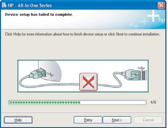 Solución de problemas Solução de problemas Troubleshooting www.hp.com/support Problema: (sólo en Windows) no ha visto la pantalla que indica que debe conectar el cable USB.
