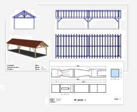 herramientas de visualización Uniones madera-madera Levantamiento de una cubierta a tres aguas Módulo Piezas tejado.