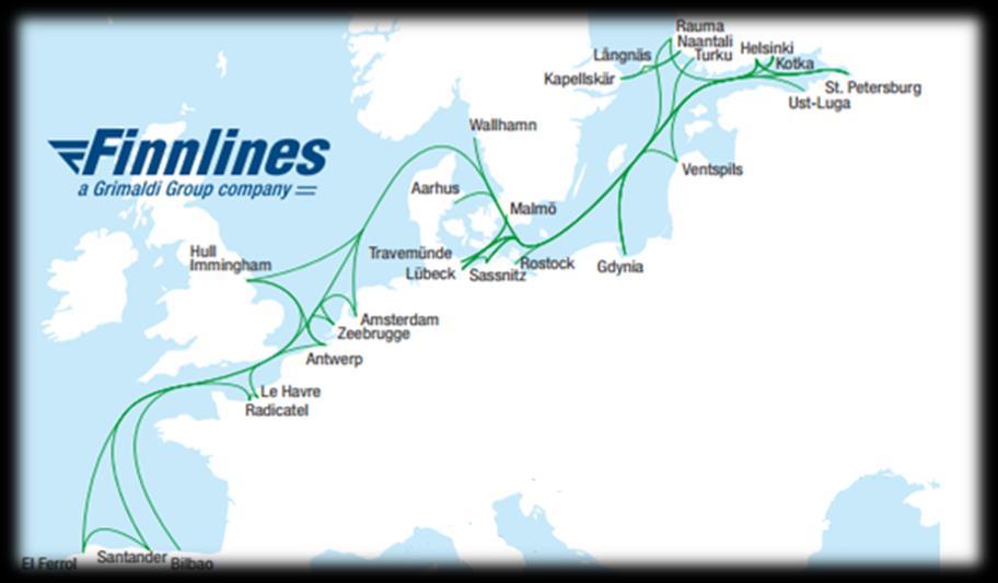Finnlines: Transporte Ro-Ro, Coches y Pasajeros en Norte Europa Salen desde Bilbao y Santander con frecuencia semanal, buques Ro-Ro que conectan los puertos del norte de España con los puertos mas