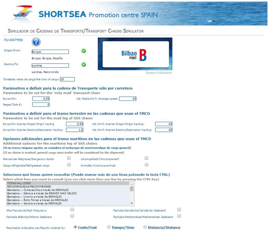 Simulador de cadenas de transporte de SPC - Spain www.shortsea.