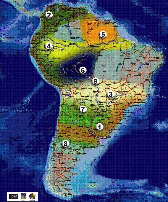 AMÉRICA DEL SUR 2020 Una visión estratégica de la integración física regional Eje Mercosur-Chile Eje Andino Eje Escudo Guavanés Eje Central del