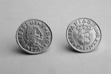 NUEVAS INCORPORACIONES AL MONETARIO DEL MUSEO DE NAVARRA Felipe V (1700-1746), 9 monedas de oro, de medio escudo (Cortes, nº 155 a 163).