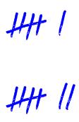 Slide 10 / 122 Una marca de palote se escribe como una línea o un grupo de líneas, como estas: Cada línea representa una unidad.