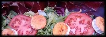 Cabracho Ensaladas: 1 Ensalada verde de Queso de Cabra caramelizado con Crujiente de Cecina y Vinagreta de Miel (bandeja) 1 Ensalada de Patata y Hortalizas (bandeja) 1 Gazpacho de Tomate y