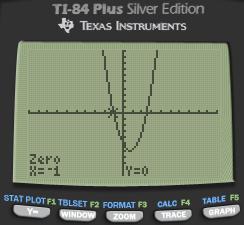 Usando la TI 84 Determine los interceptos en x de f x = 2x 2 3x 5. Obtener la gráfica de la función. Oprimir <CALC> Elegir Zero que es para hallar los ceros de la función.