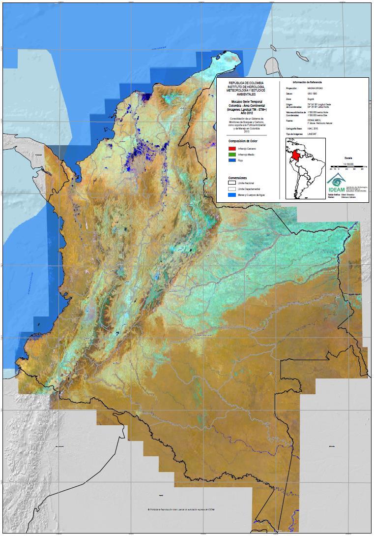 Mosaico Serie de tiempo Landsat 2010 2012 Cuantificación Deforestación Nivel Nacional. Protocolo PDI.