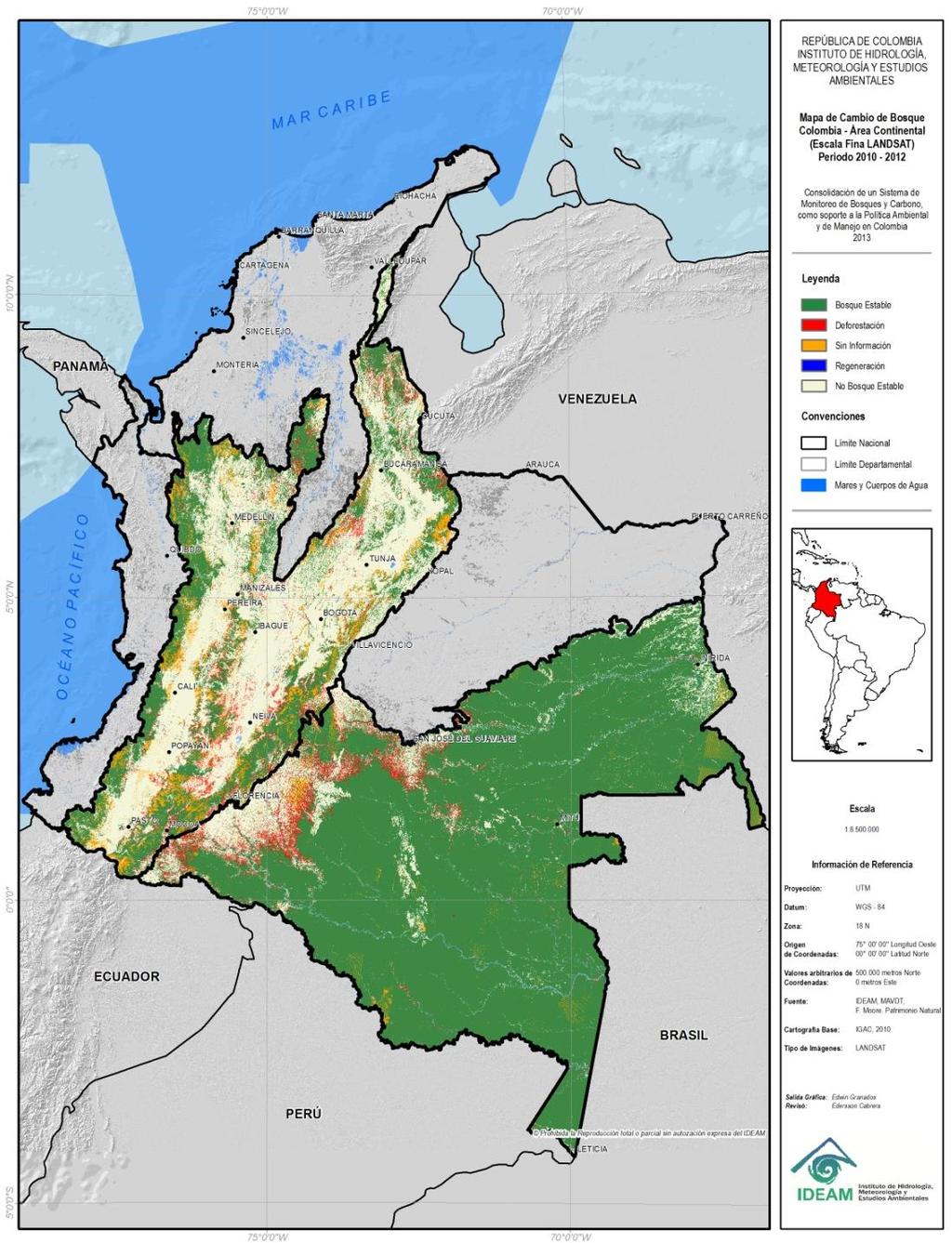 Superficie Deforestada Regiones Naturales Años 2011-2012 Área Deforestada 2011-2012 (ha) % Nacional Área Deforestación anual 2011-2012 Deforestació n anual 2005-2010 Caribe 35.689 12 17.844 40.