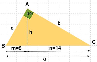 MATEMÁTICAS ACADÉMICAS 4º ESO TEOREMA DEL CATETO Y DE LA ALTURA RESUELTOS 1. En un triángulo rectángulo, la altura relativa a la hipotenusa divide a ésta con longitudes de 5 cm y 14 cm.