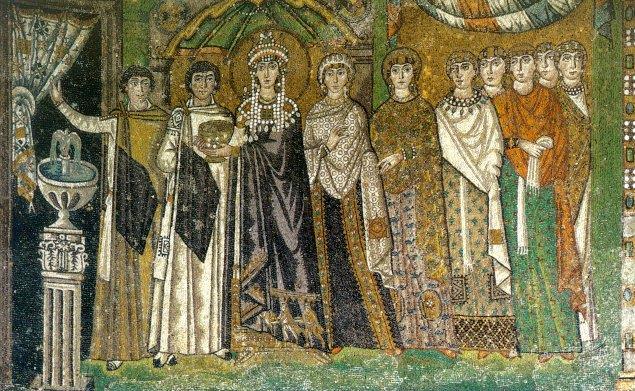 El mosaico bizantino Los mosaicos del ábside de San Vital (s. VI) La cortina que se abre alude a los Misterios y al interior de la Iglesia.