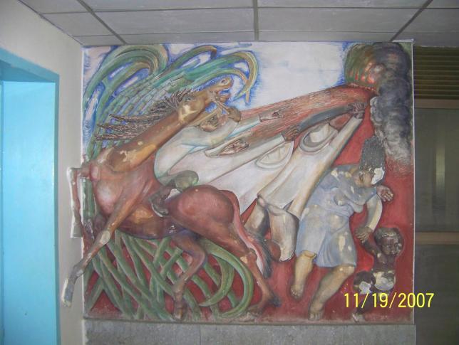 Este término en la técnica mural fue introducido por el muralista mexicano David Alfaro Siqueiros a principios de la década de los años 50 del Siglo XX, luego se extendió a otros países