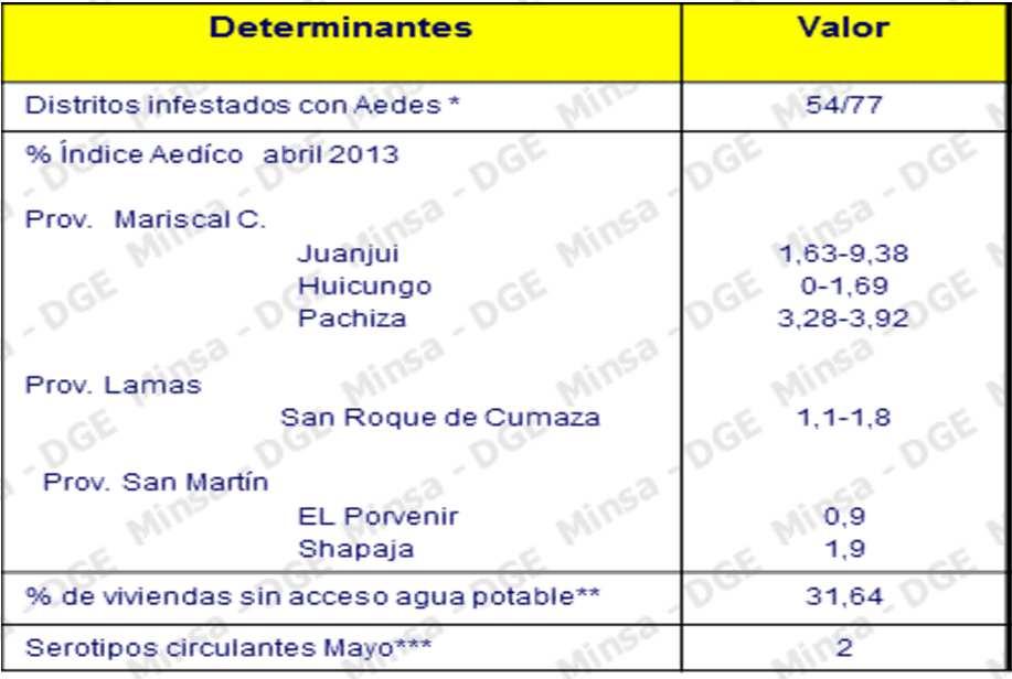 dengue en San Martín Temperatura pronóstico 11/5/13: Máxima: 31,5ºC Mínima: 19,5º C San Martn 2009* 2013*