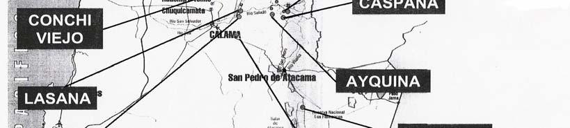 precordillera del Alto Loa, ubicados en la comuna de Calama, b) algunos sectores rurales y el área urbana de esa ciudad, y c) las localidades de la comuna de San Pedro de Atacama. Figura Nº 2.