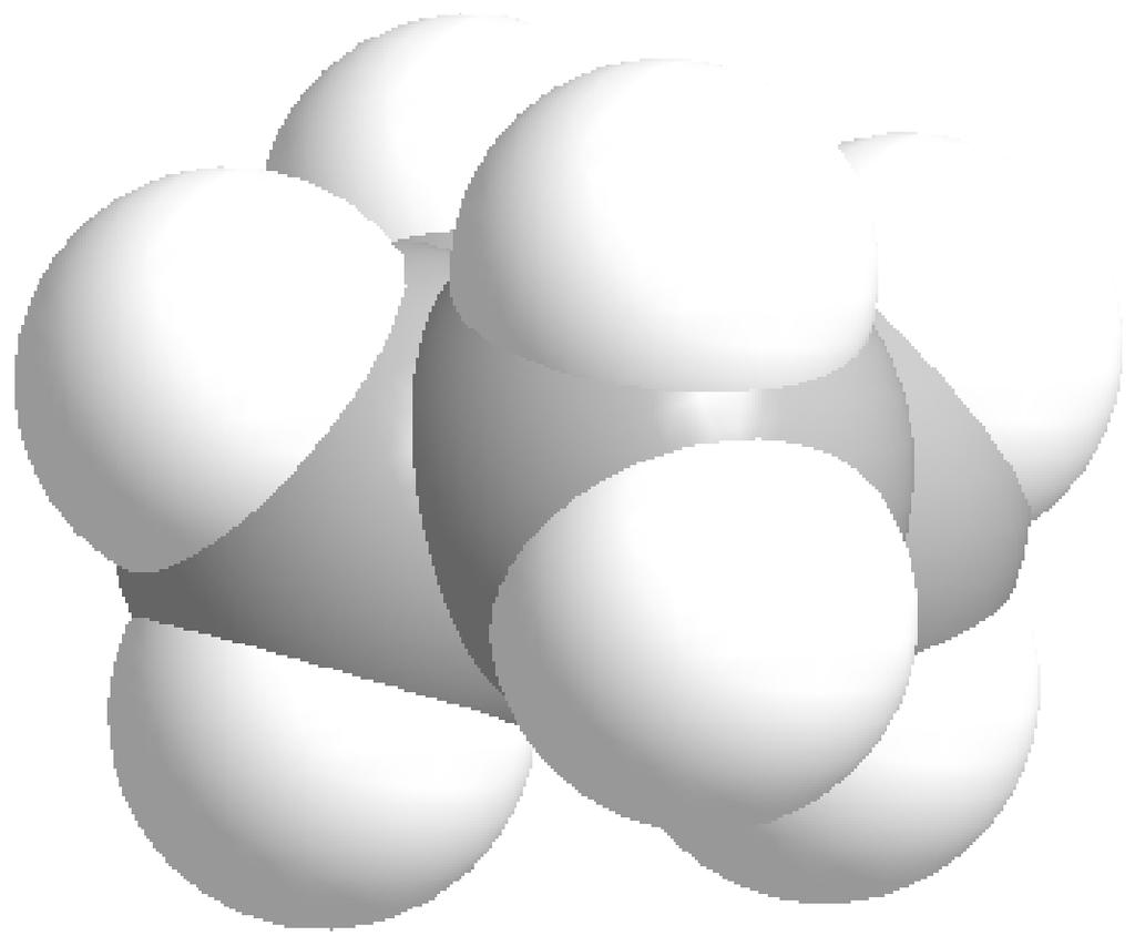 2) El plegamiento de la molécula de ciclobutano disminuye la tensión torsional.
