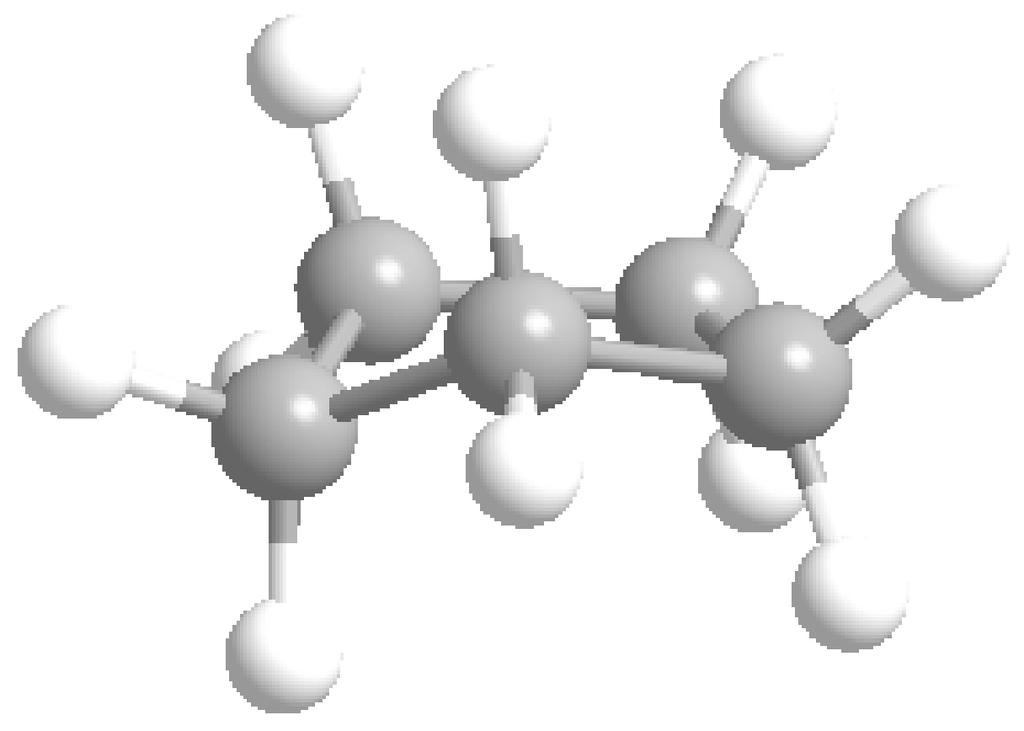 2.4. Isomería conformacional en compuestos cíclicos Representaciones de la molécula de ciclopentano ( 5 10 ) 2 2 2 2 2 1) El ciclopentano no es